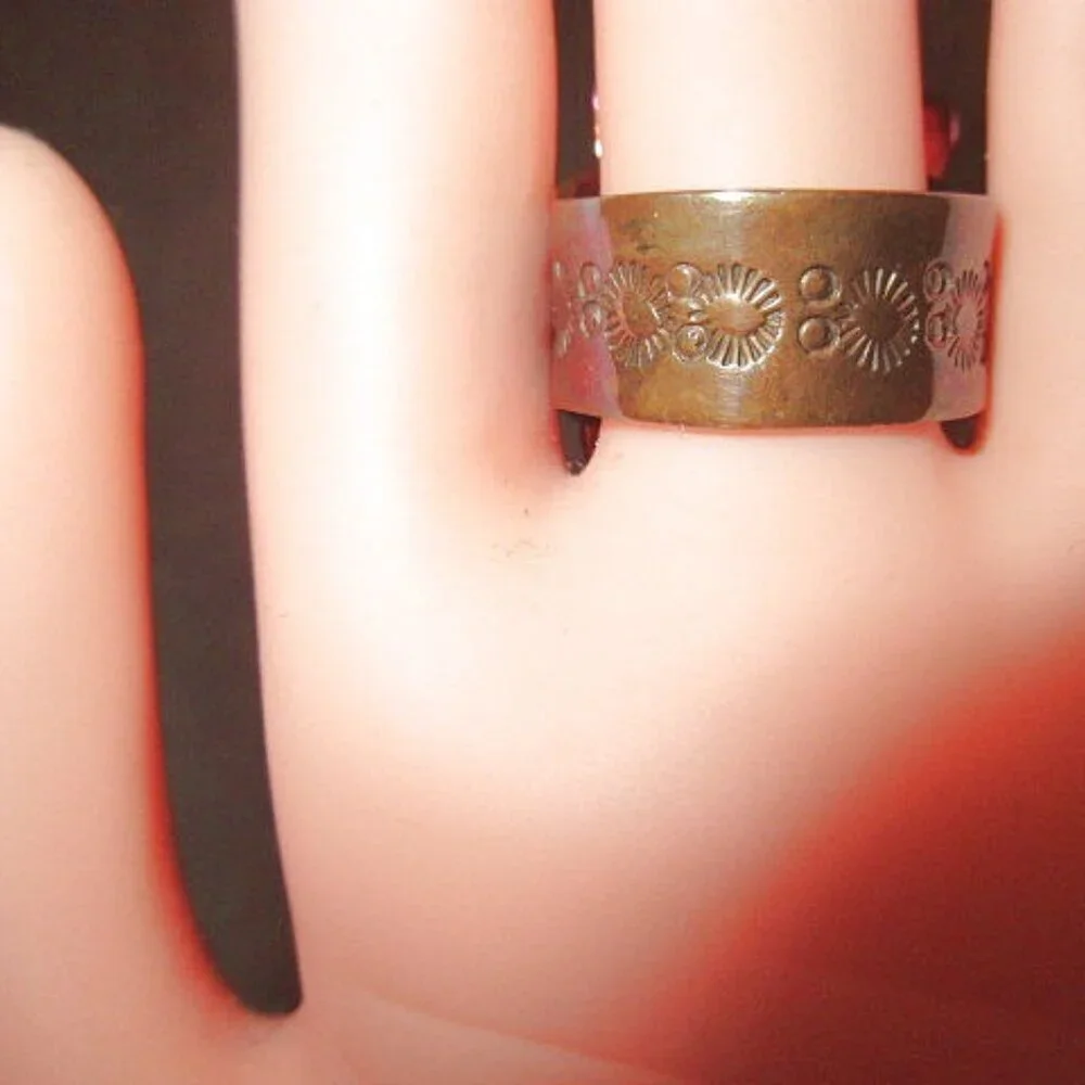 Navajo Sterling Silver Turquoise Copper Bear Ring Sz 10 Native American RB 16g